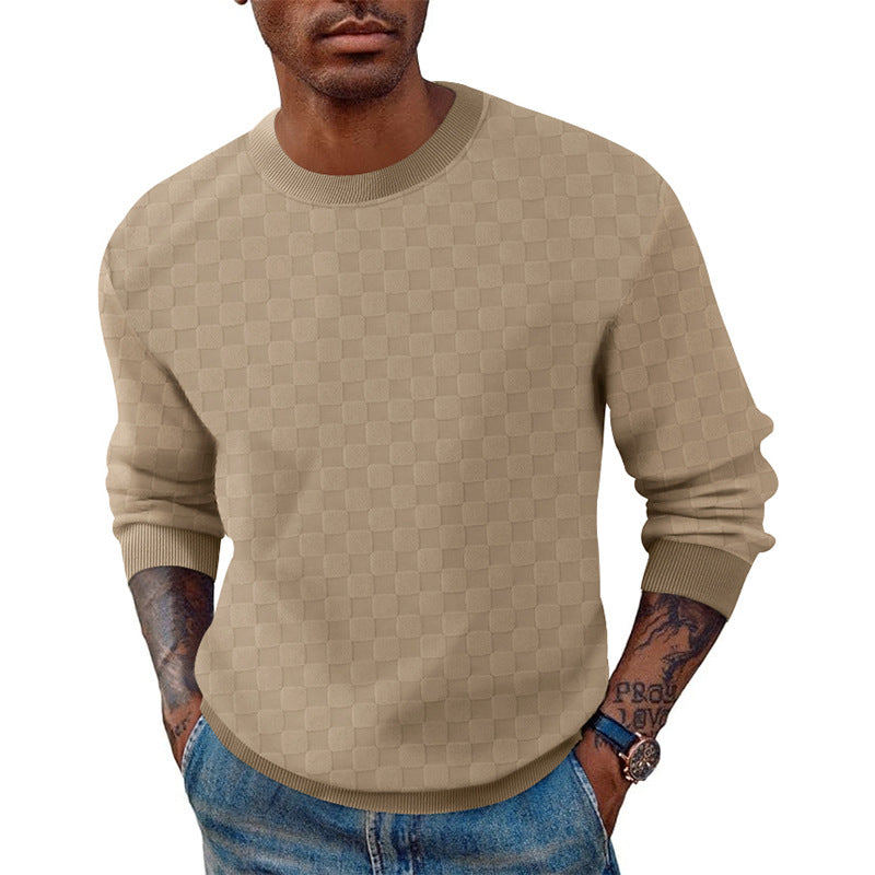 Herren strukturierter Strickpullover mit Rundhalsausschnitt und elastischem Bund Aliams