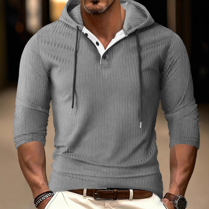 Herren Sportlicher Langarm-Hoodie mit strukturierter Oberfläche Aliams