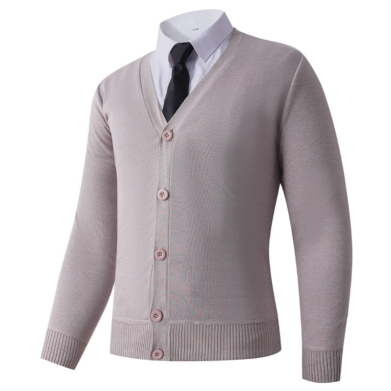 Herren Strickjacke mit V-Ausschnitt und Knopfverschluss Aliams