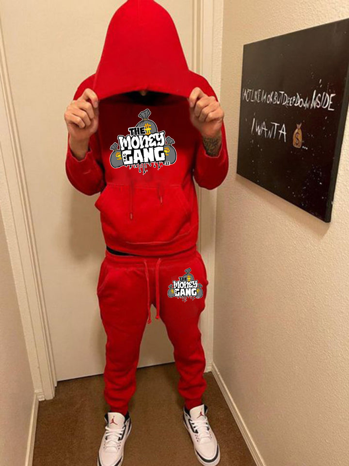 Herren Sportlicher Hoodie- und Jogginghose Set mit kreativem Grafikdruck Aliams