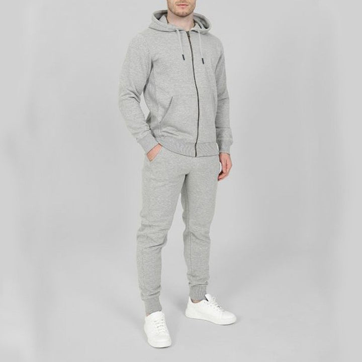 Herren sportlicher Kapuzenanzug mit durchgehendem Reißverschluss und elastischen Bündchen Aliams
