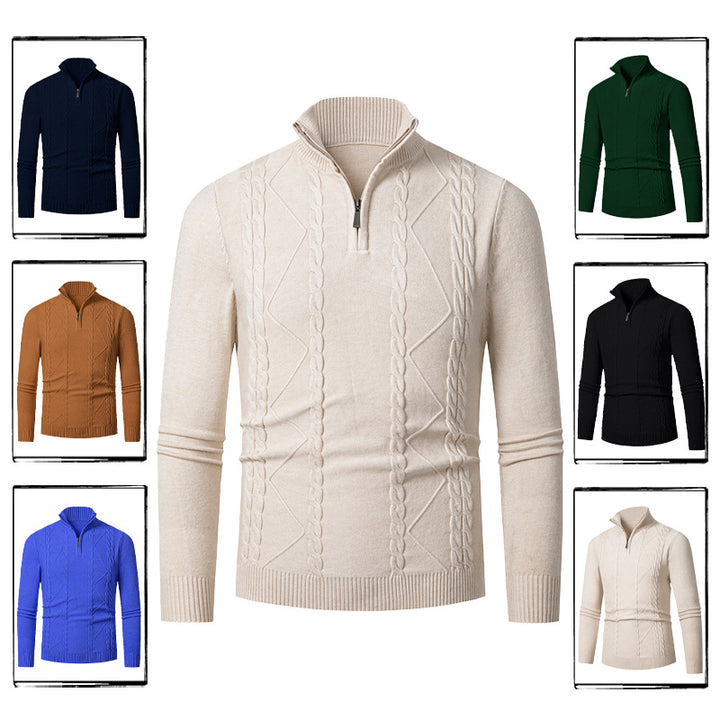 Herren Strickpullover mit Halb-Zip und strukturiertem Muster Aliams