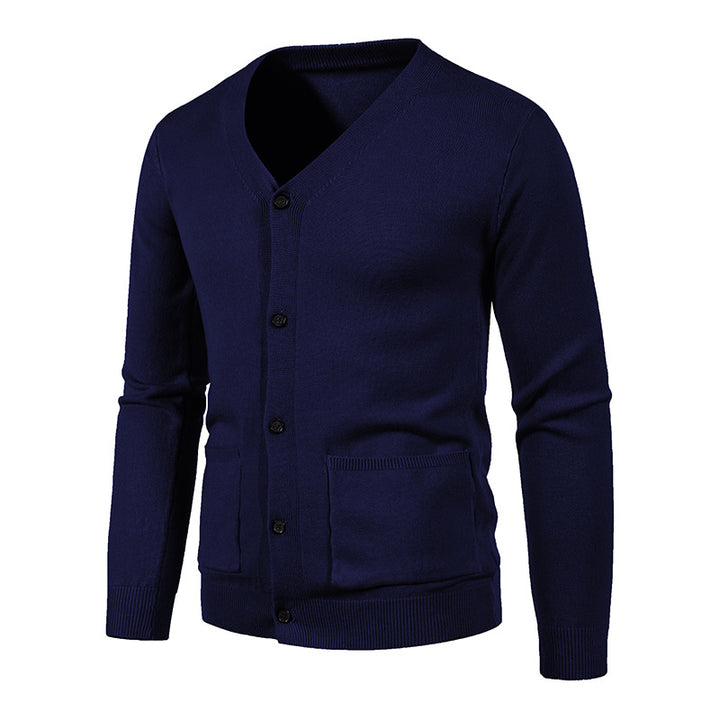 Herren Strickjacke mit V-Ausschnitt und praktischen Taschen Aliams