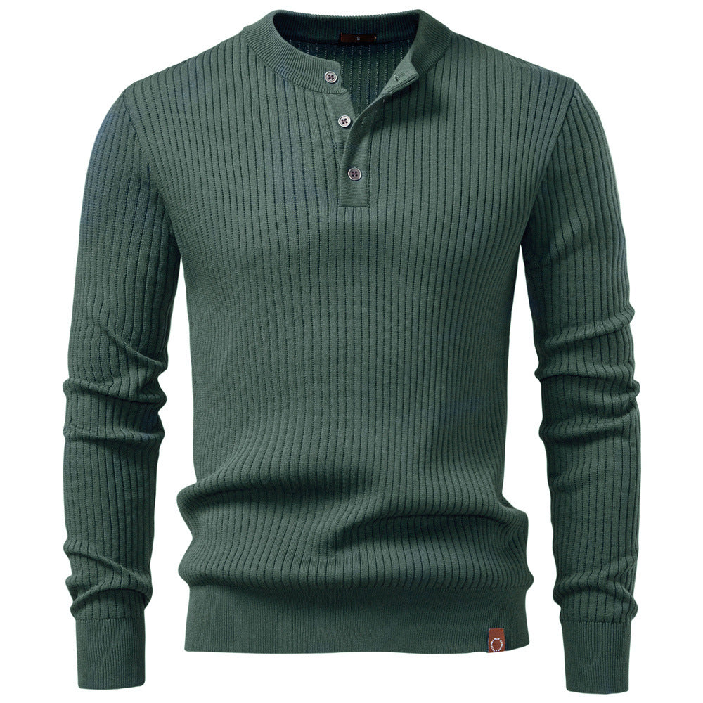 Herren Strickpullover mit feinem Rippenmuster und modischem Knopfdetail Aliams