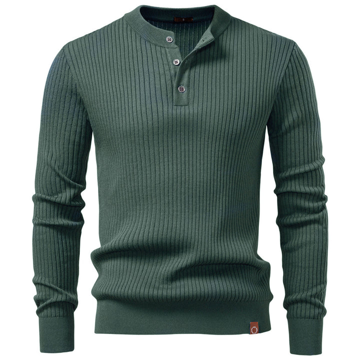 Herren Strickpullover mit feinem Rippenmuster und modischem Knopfdetail Aliams