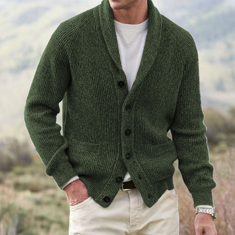 Herren Strickjacke mit trendigem Grobstrickmuster und praktischen Taschen Aliams