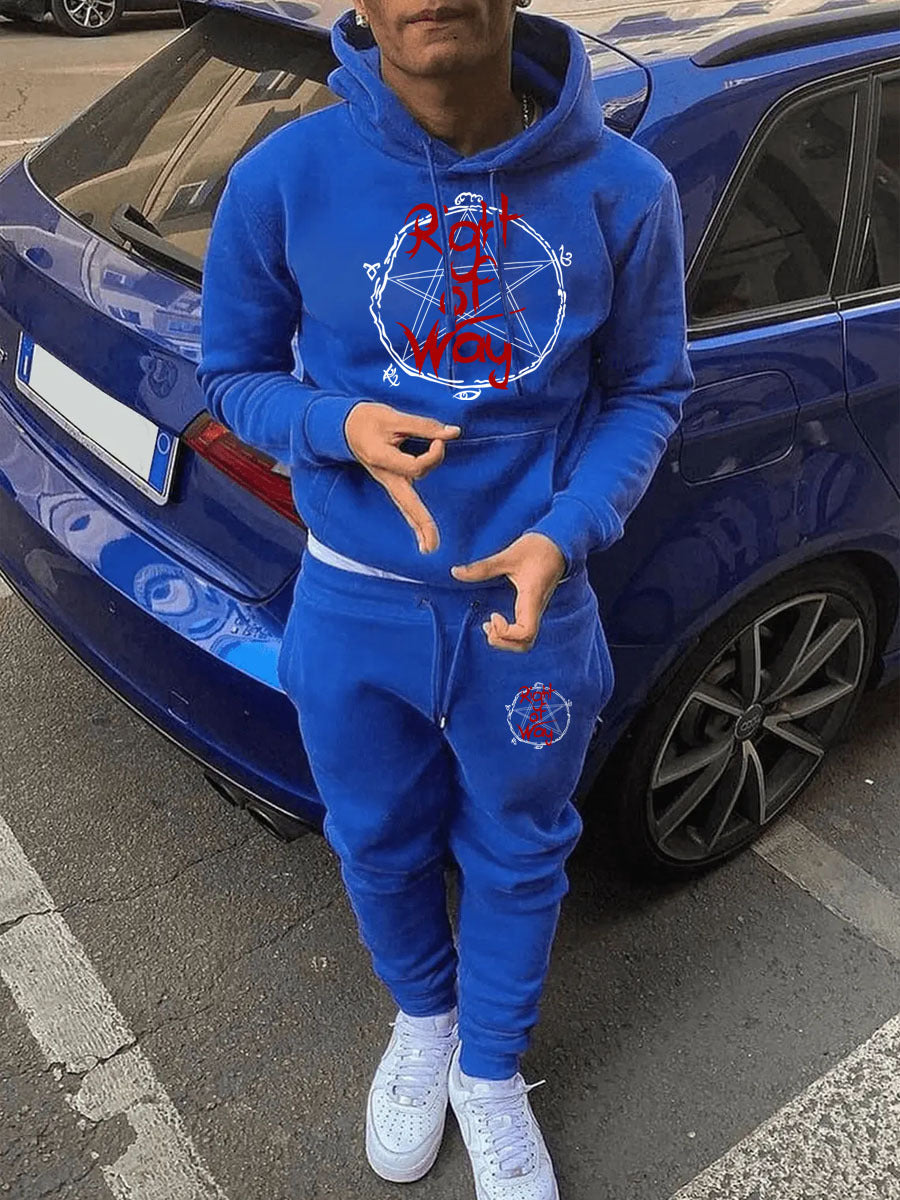 Herren Sportlicher Kapuzenpullover und Jogginghose Set mit einzigartigem Grafikdruck Aliams