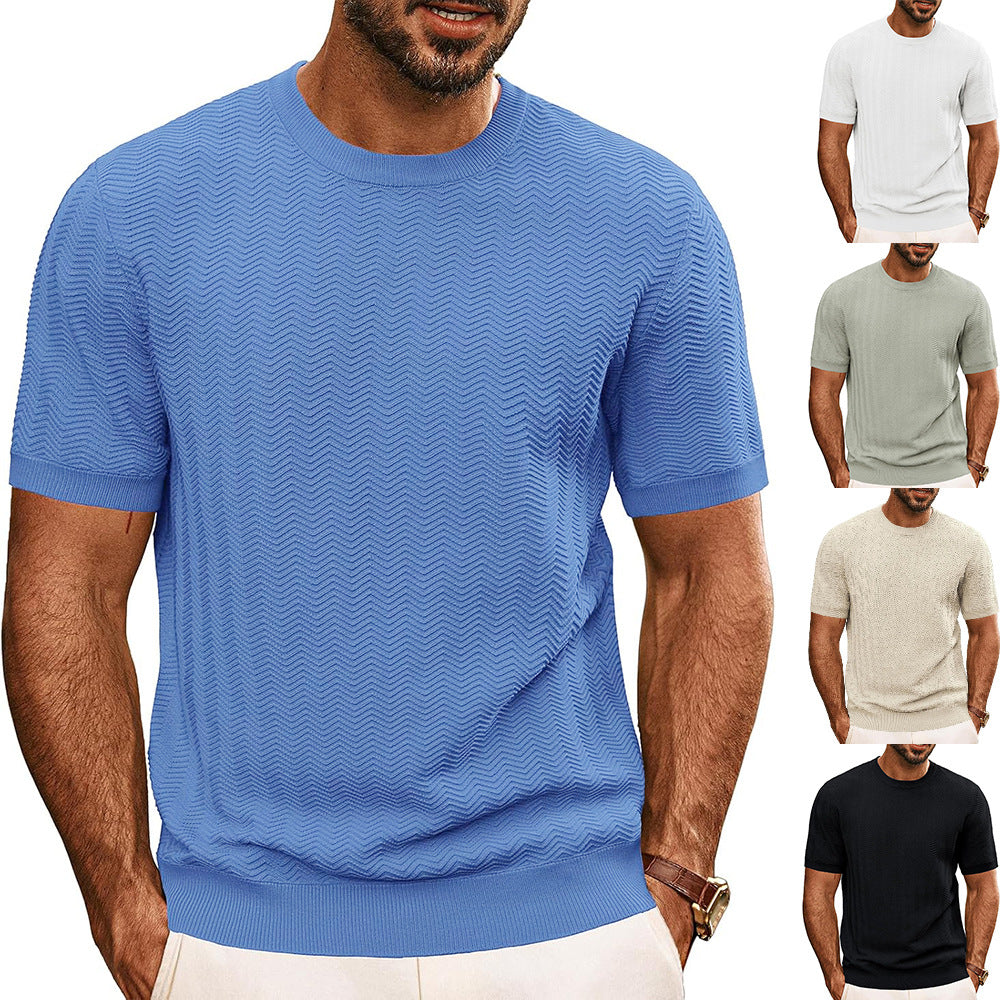 Herren strukturiertes Rundhals T-Shirt Aliams