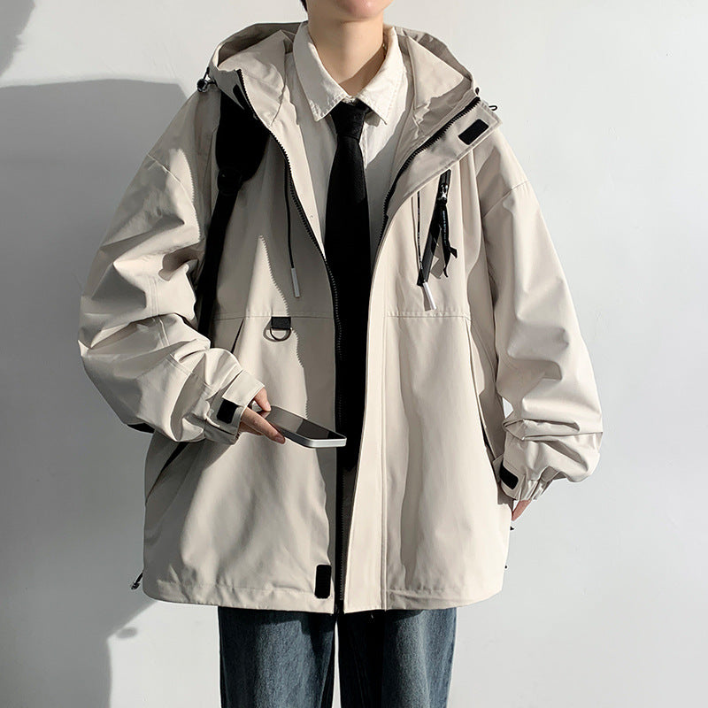 Herren wetterfeste Übergangsjacke mit verstellbarem Kapuzenkragen und praktischen Taschen Aliams