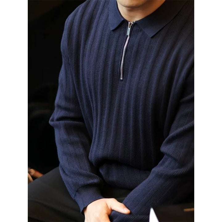 Herren Strickpullover mit Kragen und praktischem Reißverschluss Aliams