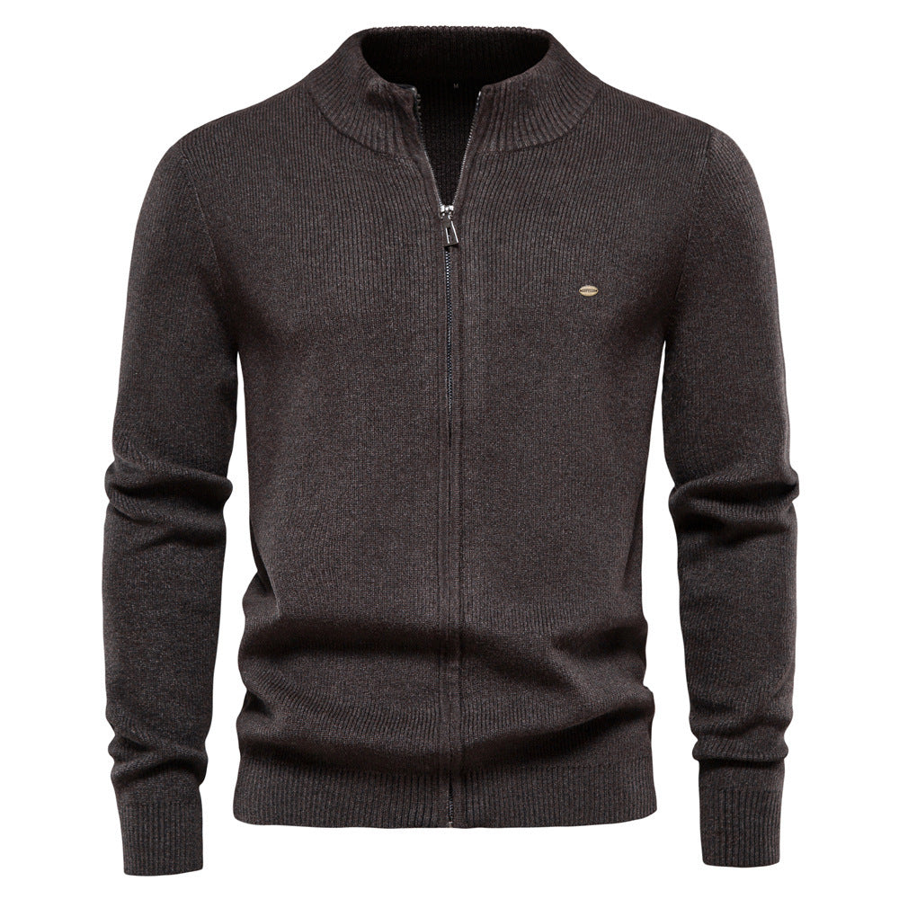 Herren Strickjacke mit modischem Stehkragen und Reißverschluss Aliams