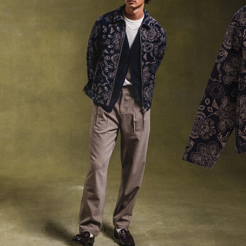 Herren Zip-Jacke mit floralem Design und praktischen Taschen Aliams