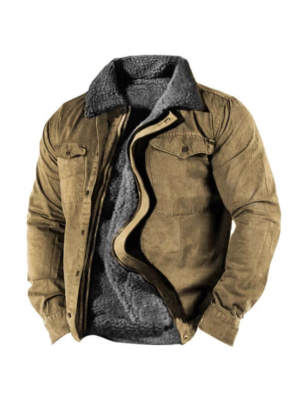Herren Winterjacke mit warmem Kunstfellfutter und praktischem Knopfverschluss Aliams