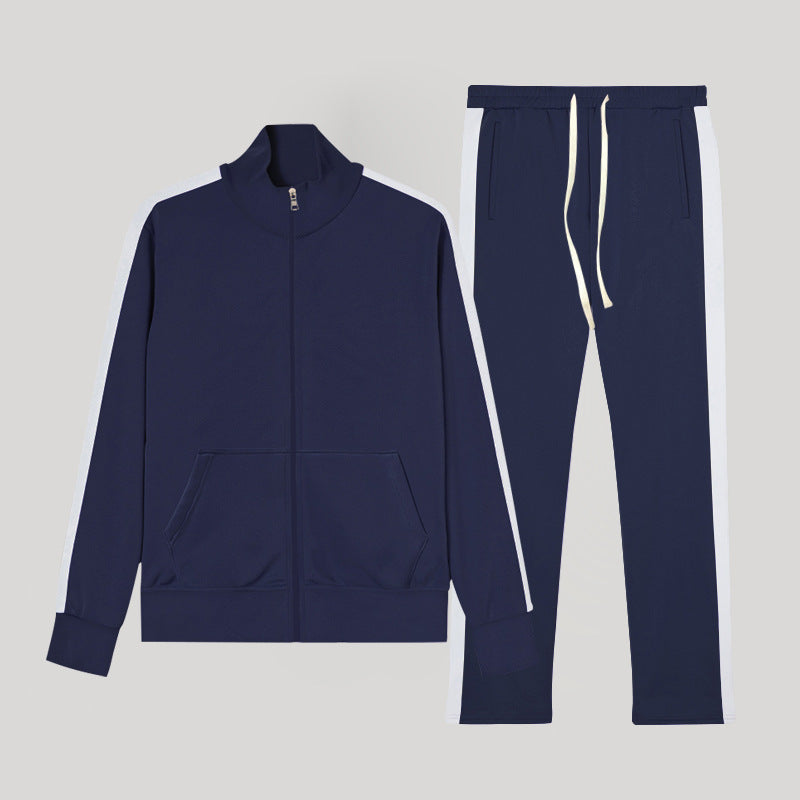 Herren sportlicher Trainingsanzug mit stylischem Reißverschluss und Kontraststreifen Aliams