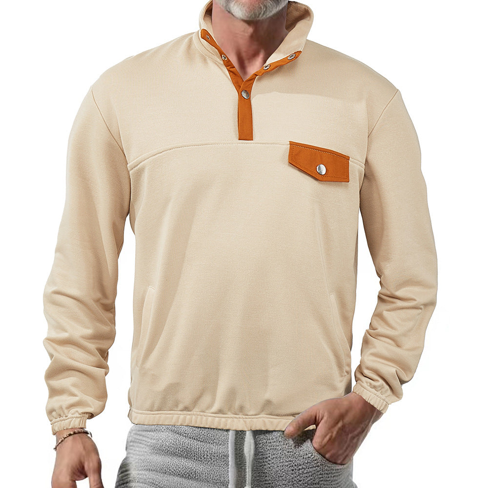 Herren Sportlicher Stehkragenpullover mit Kontrastdetails Aliams