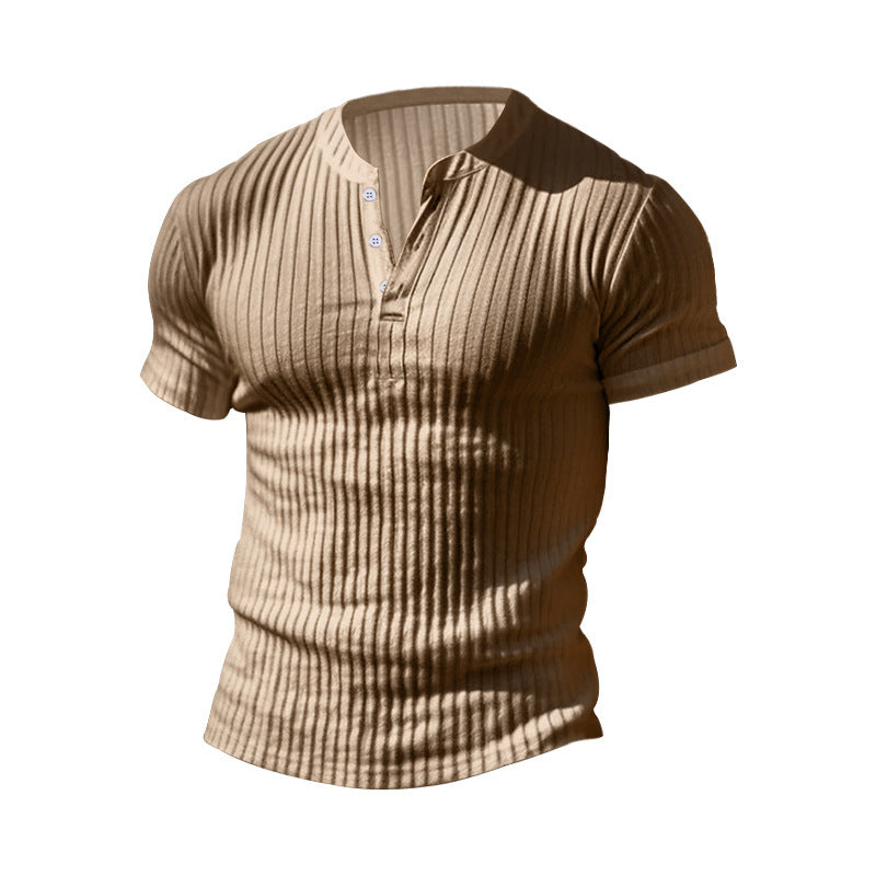 Herren strukturiertes Kurzarm-Henley-Shirt mit modernen Akzenten Aliams