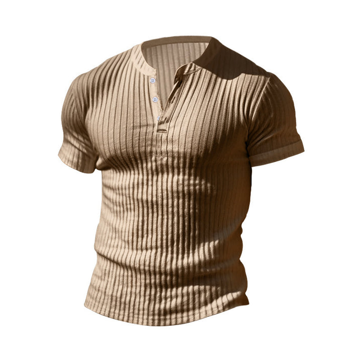 Herren strukturiertes Kurzarm-Henley-Shirt mit modernen Akzenten Aliams