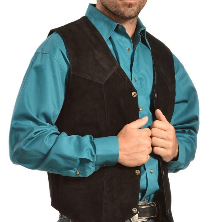 Herren Wildlederweste mit seitlichen Taschen und Druckknopfverschluss Aliams