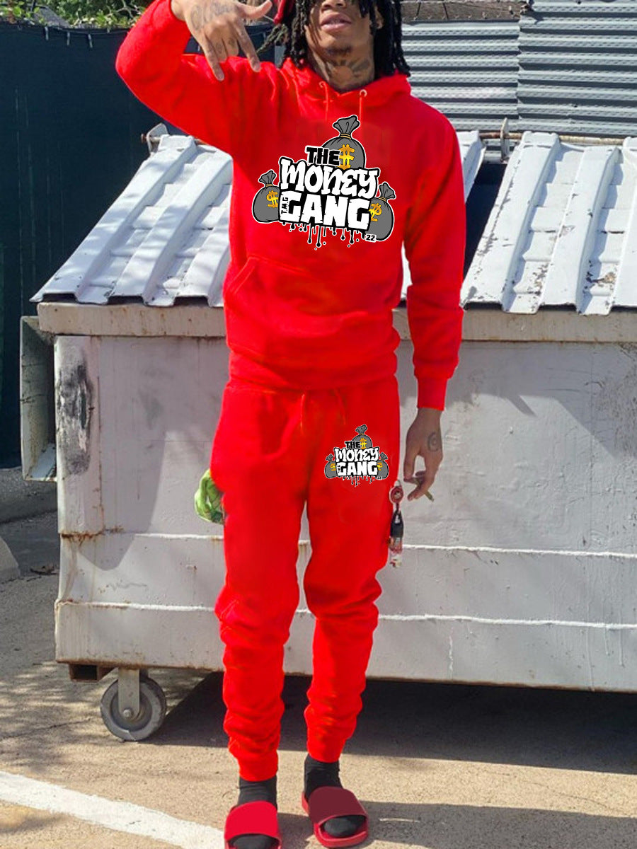 Herren Sportlicher Hoodie- und Jogginghose Set mit kreativem Grafikdruck Aliams