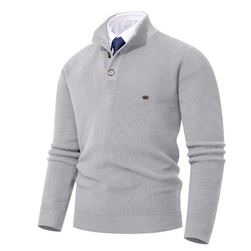 Herren Strickpullover mit Knopfdetails und modernem Stehkragen Aliams
