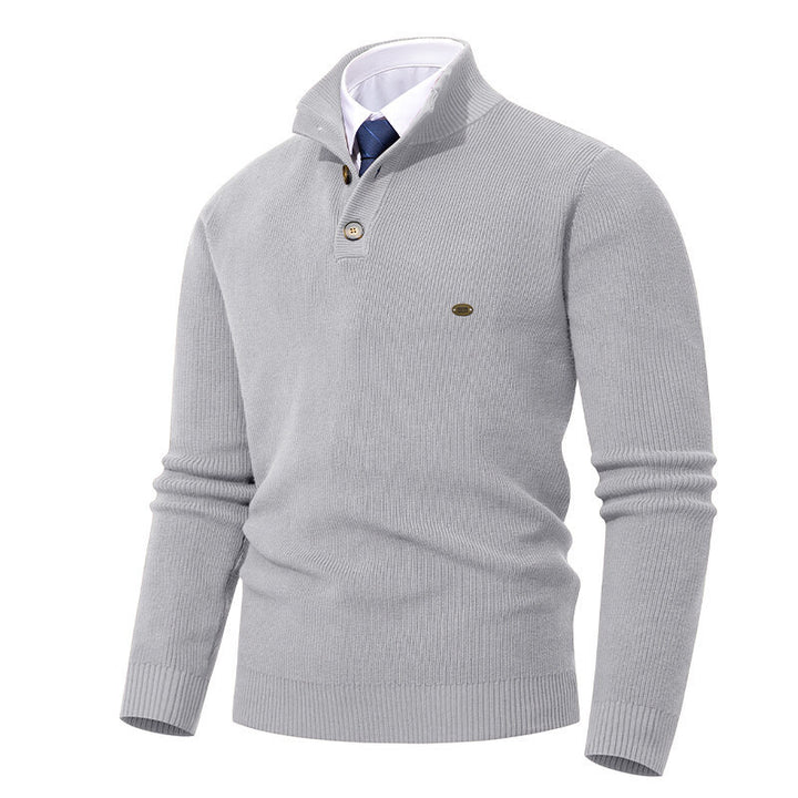 Herren Strickpullover mit Knopfdetails und modernem Stehkragen Aliams