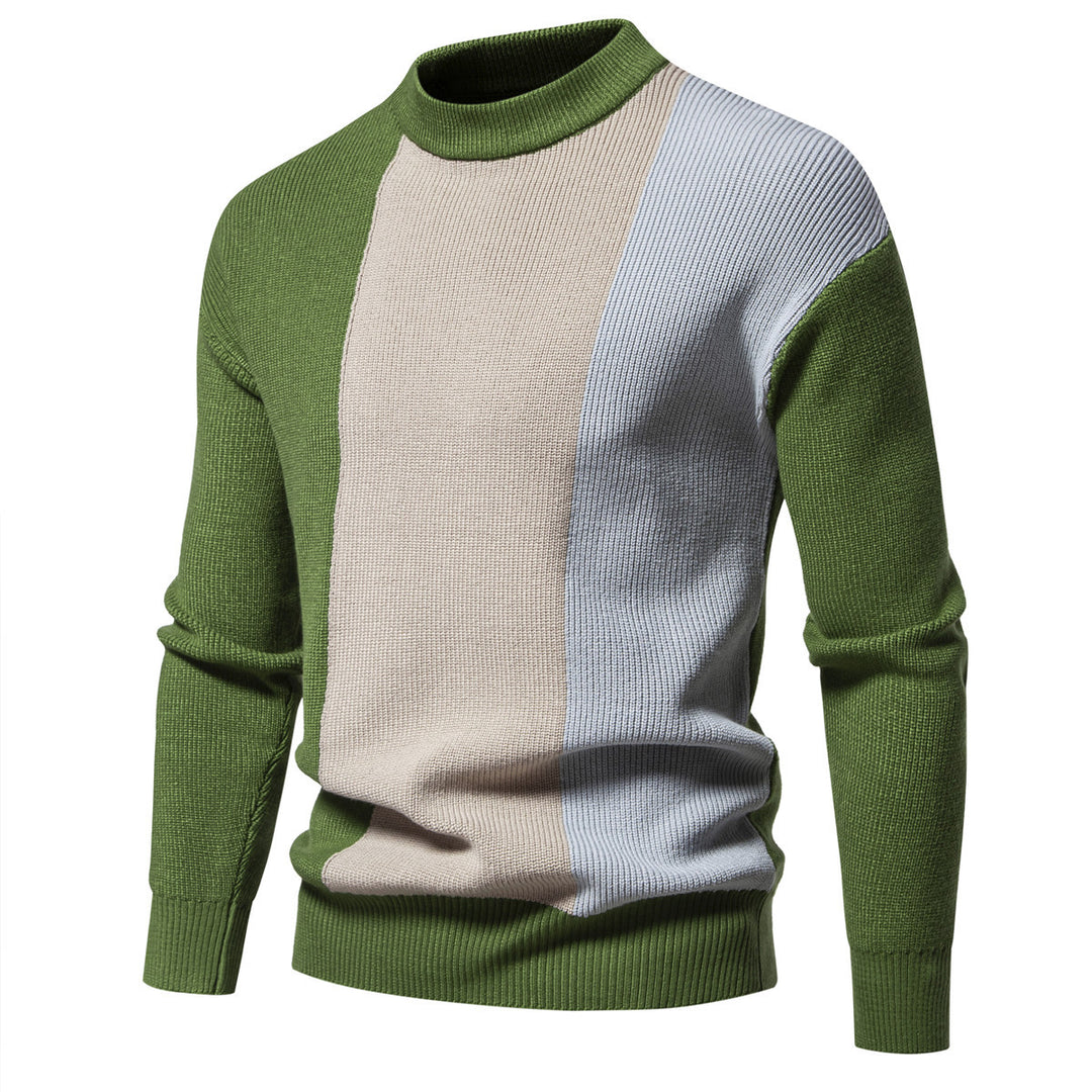 Herren Strickpullover mit modernem Farbblockdesign und hohem Kragen Aliams