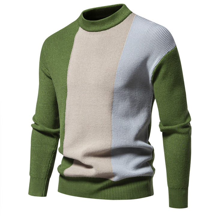 Herren Strickpullover mit modernem Farbblockdesign und hohem Kragen Aliams