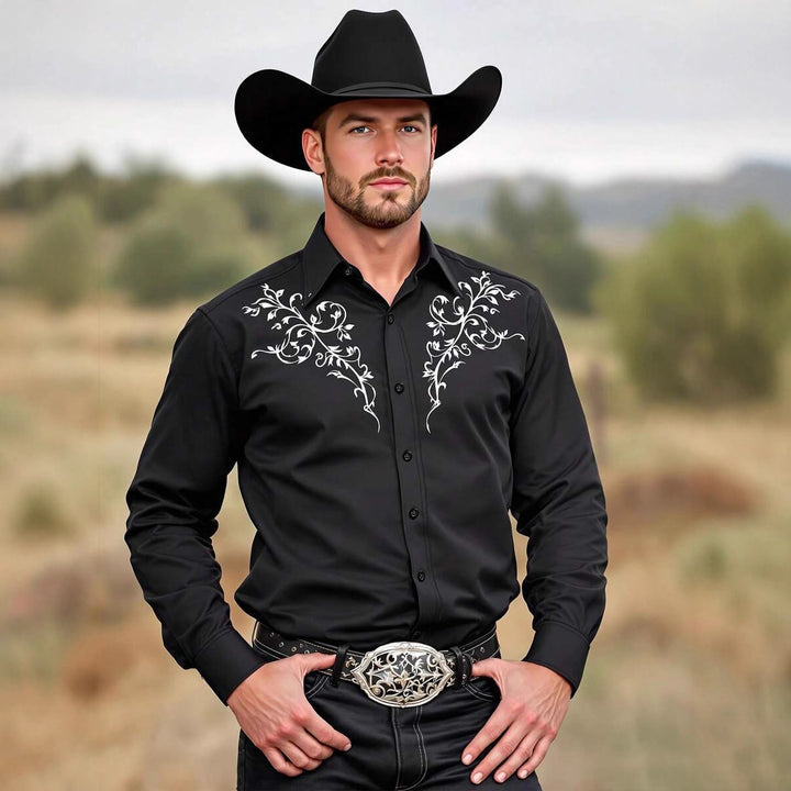 Herren Westernhemd mit kunstvoller Stickerei Aliams