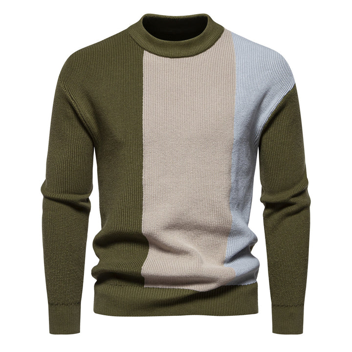 Herren Strickpullover mit modernem Farbblockdesign und hohem Kragen Aliams