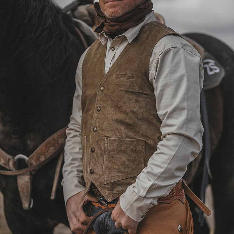 Herren Wildlederweste mit praktischen Taschen und klassischem Schnitt Aliams