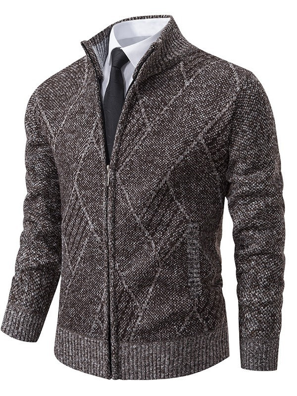 Herren Strickjacke mit modernem Zopfdesign und praktischem Reißverschluss Aliams
