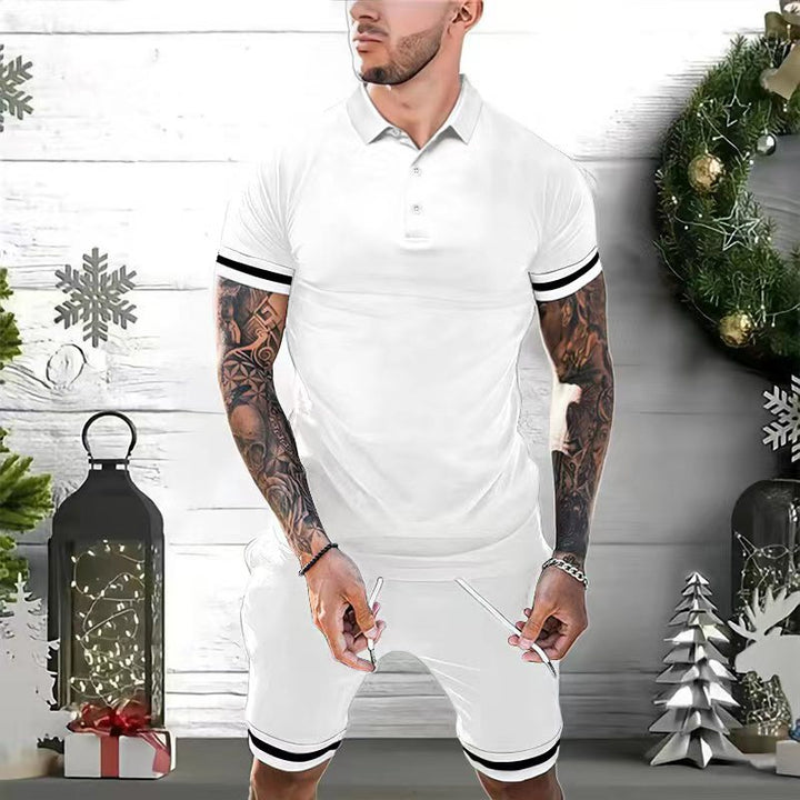 Herren Sportliches Kurzarm-Polohemd mit kombiniertem Shorts-Set Aliams