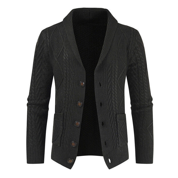 Herren Strickjacke mit modernem Zopfmuster und praktischen Taschen Aliams