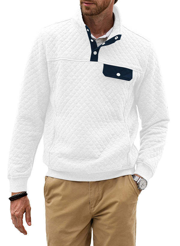 Herren Stepp-Pullover mit modernem Kragen und Brusttasche Aliams