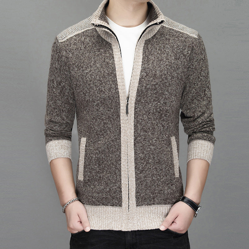 Herren Strickjacke mit modischem Zipper und hochgeschlossenem Kragen Aliams