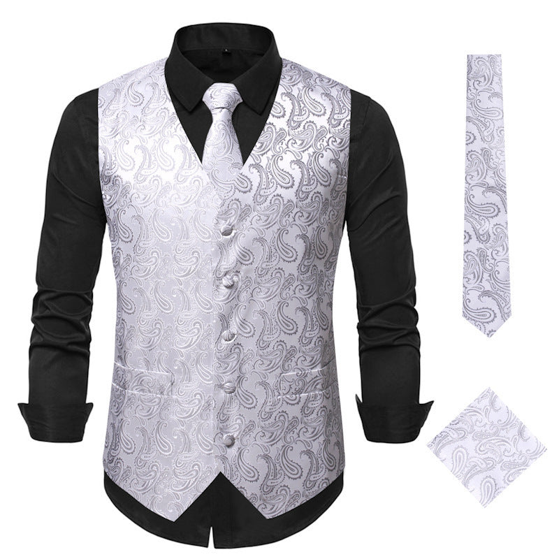 Herren Elegante Weste mit Paisleymuster und passendem Krawatten-Set Aliams