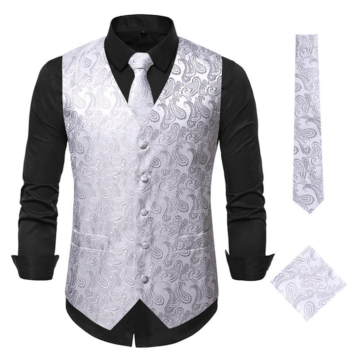 Herren Elegante Weste mit Paisleymuster und passendem Krawatten-Set Aliams