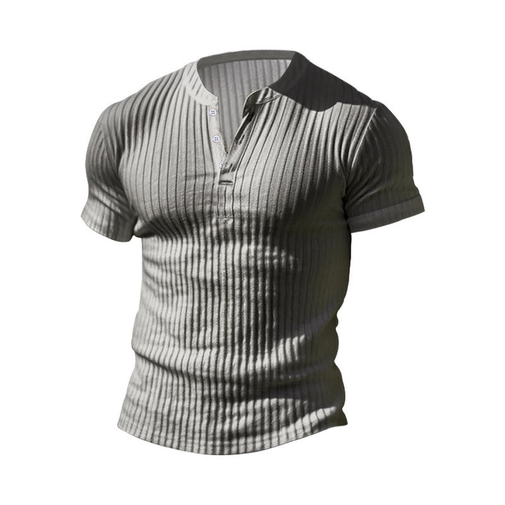 Herren strukturiertes Kurzarm-Henley-Shirt mit modernen Akzenten Aliams