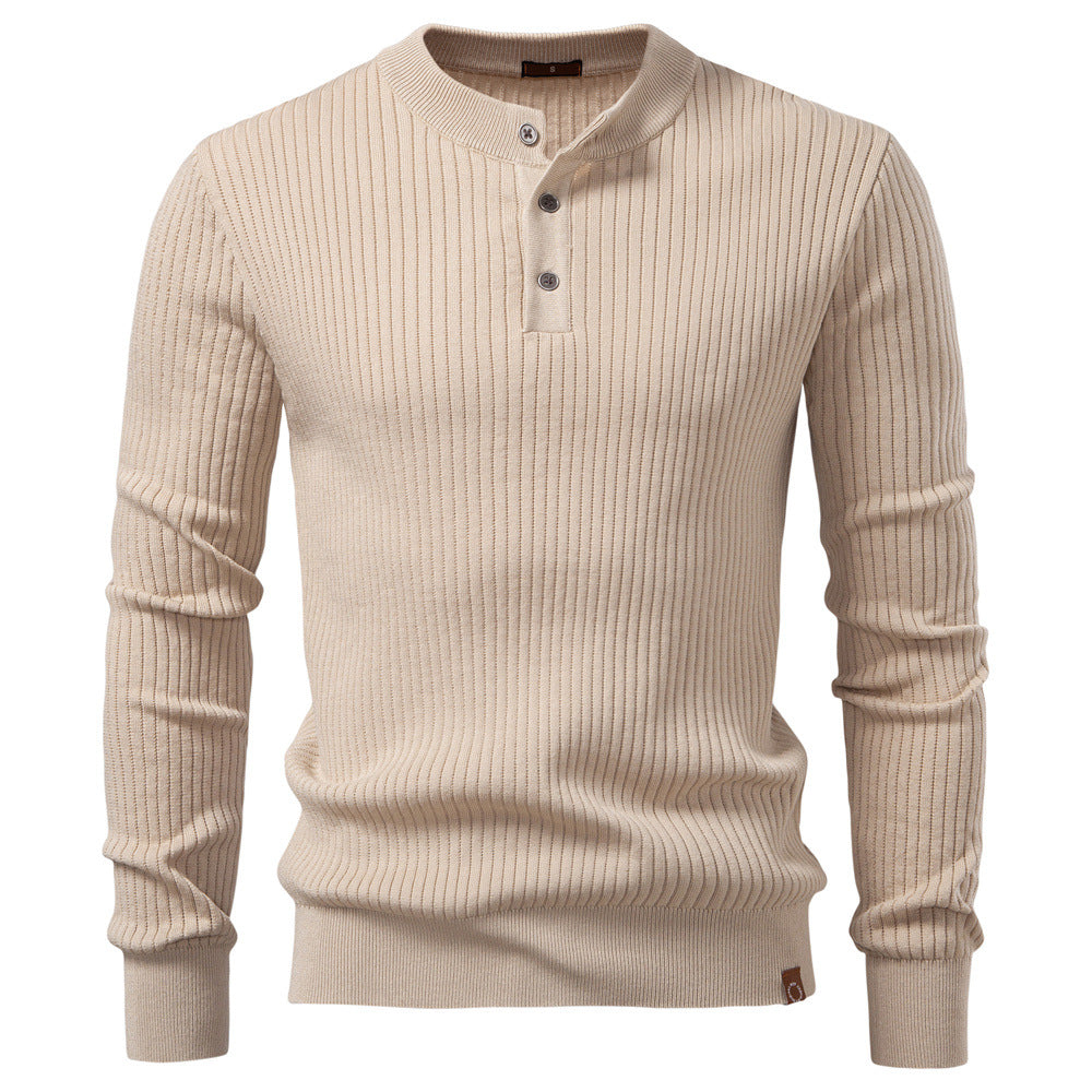 Herren Strickpullover mit feinem Rippenmuster und modischem Knopfdetail Aliams