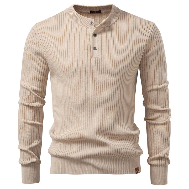 Herren Strickpullover mit feinem Rippenmuster und modischem Knopfdetail Aliams