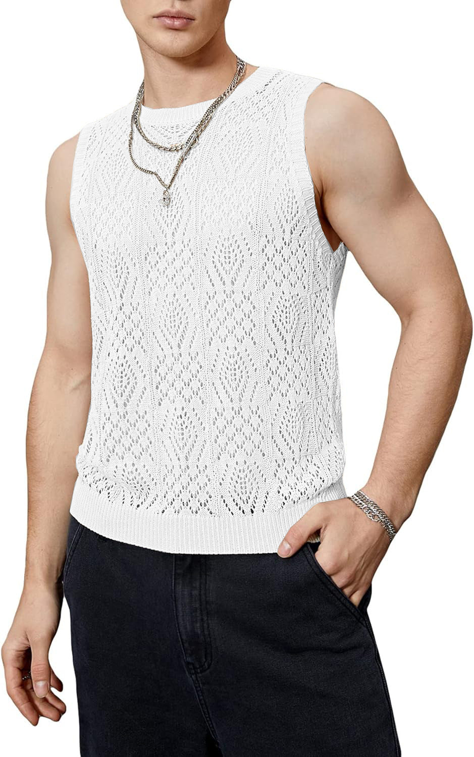 Herren Strickoberteil mit raffiniertem Lochmuster Aliams