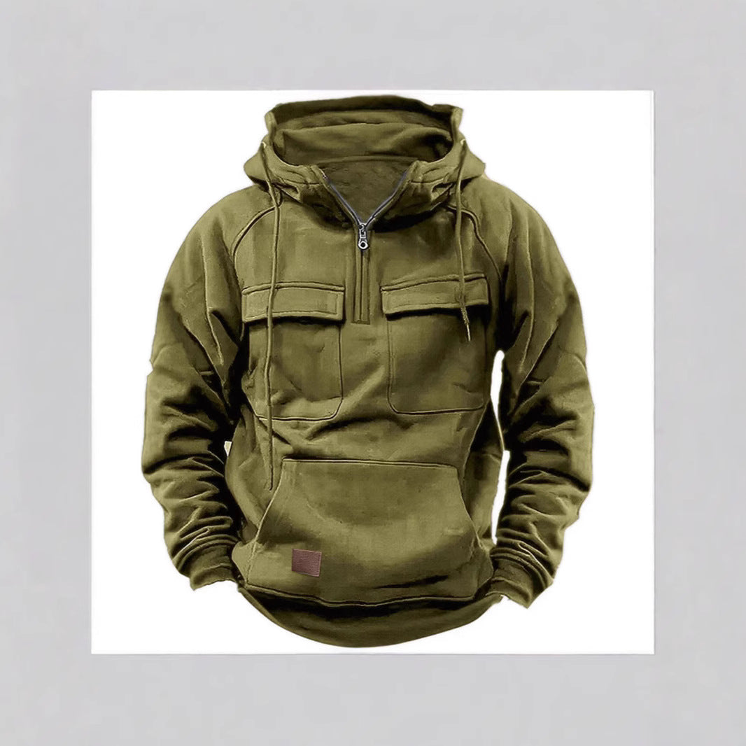 Herren Sportlicher Kapuzenpullover im Utility-Stil mit praktischen Taschen Aliams