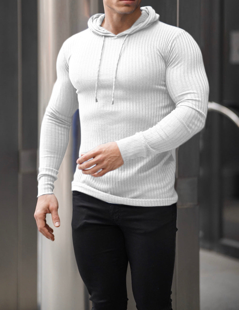 Herren Sportlicher Langarm-Hoodie aus strukturiertem Baumwollmix Aliams