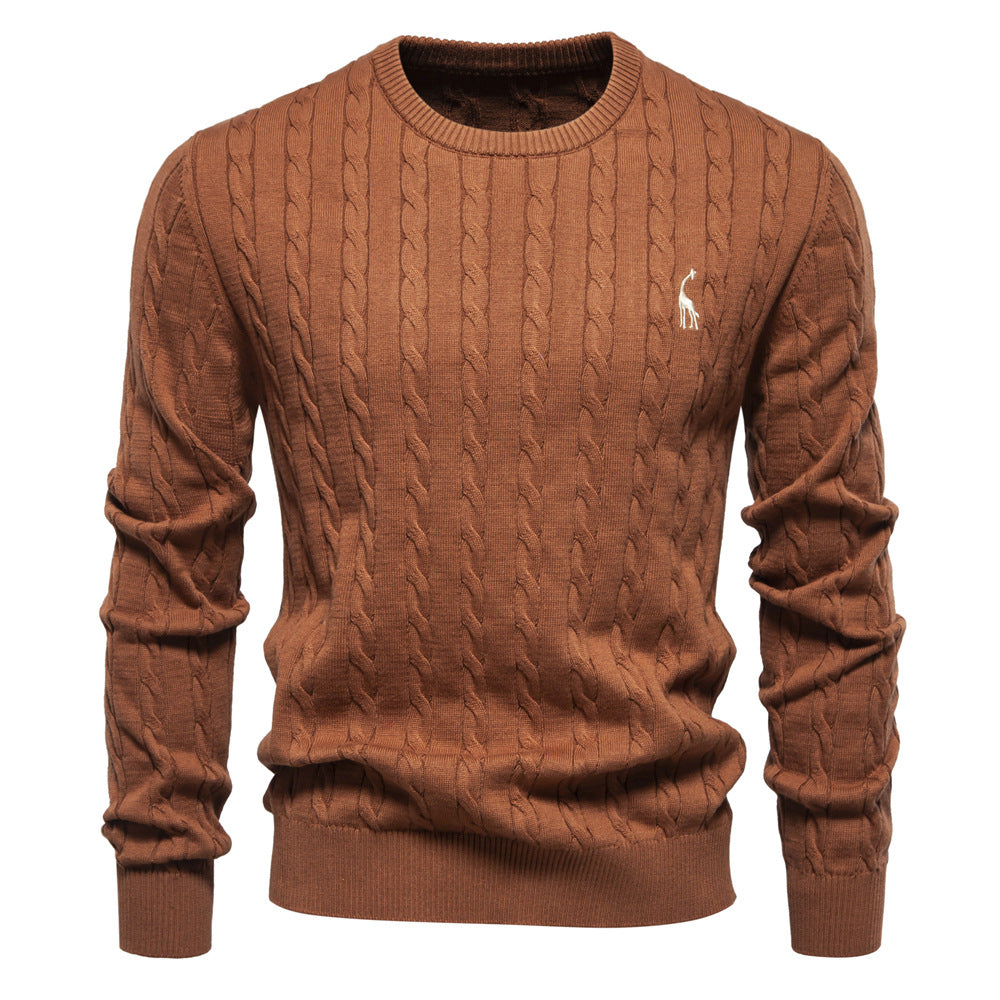 Herren Strickpullover mit Zopfmuster und Rundhalsausschnitt Aliams