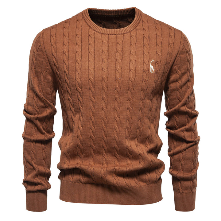 Herren Strickpullover mit Zopfmuster und Rundhalsausschnitt Aliams