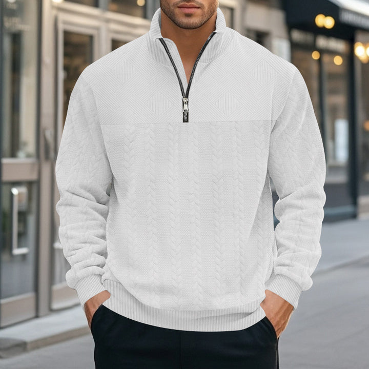 Herren stylischer Strickpullover mit halbem Reißverschluss Aliams