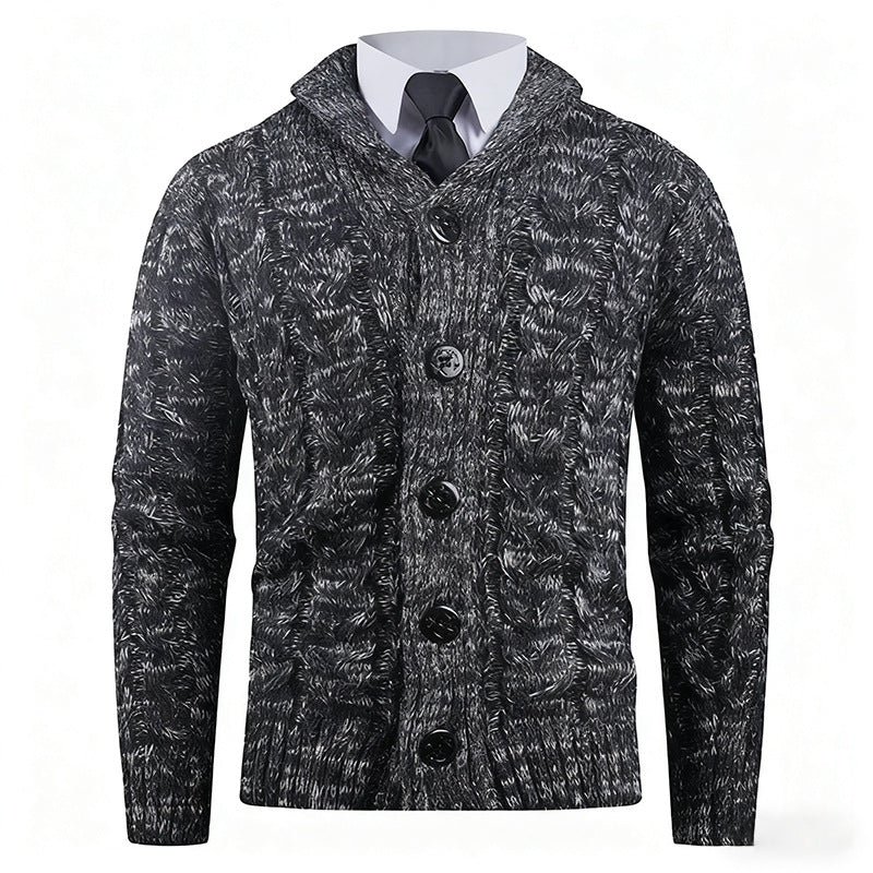 Herren Strickjacke mit Zopfmuster und schickem Schalkragen Aliams