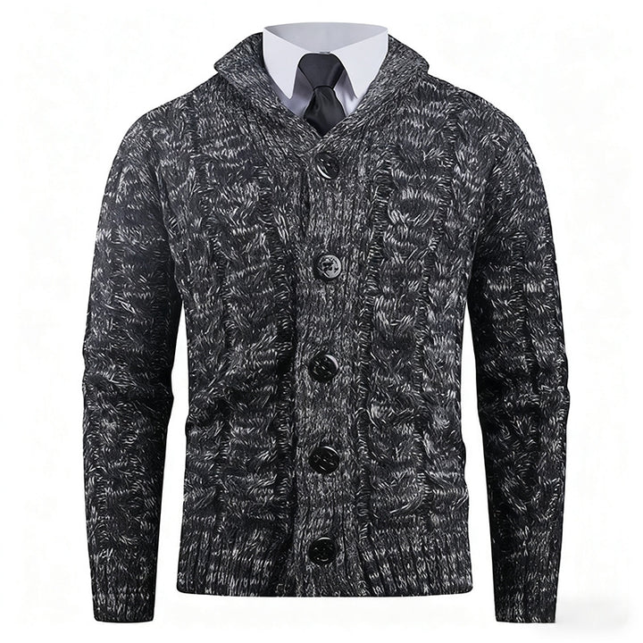 Herren Strickjacke mit Zopfmuster und schickem Schalkragen Aliams