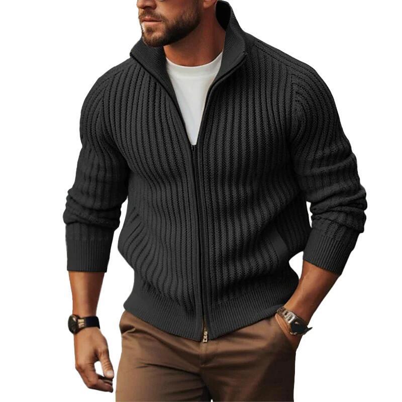 Herren Strickjacke mit modernen Rippdetails und durchgehendem Reißverschluss Aliams