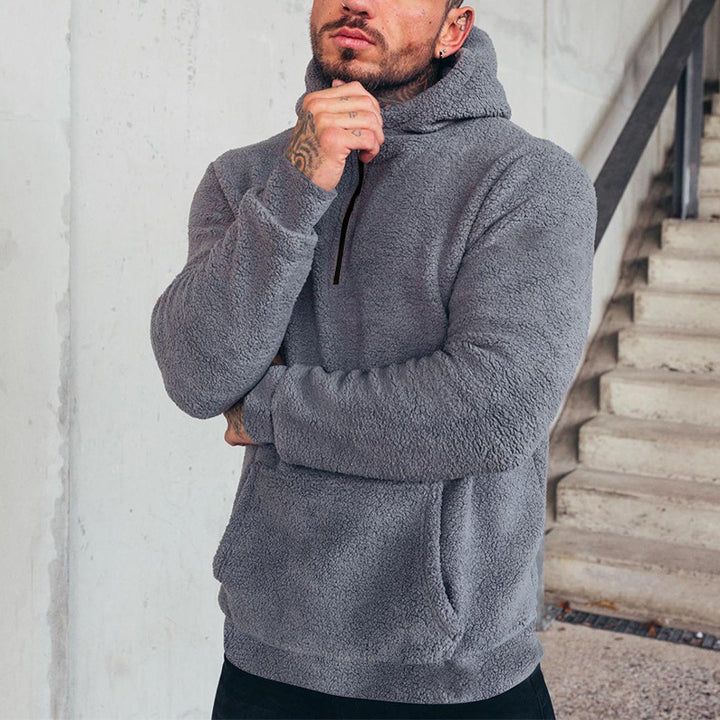Herren weicher Fleece-Hoodie mit praktischer Kängurutasche Aliams